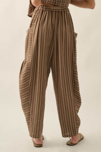 Line in the Sand Striped Cotton Barrel Pants - ShopPromesa