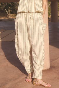 Line in the Sand Striped Cotton Barrel Pants - ShopPromesa