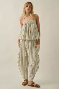 Line in the Sand Striped Cotton Barrel Pants - ShopPromesa