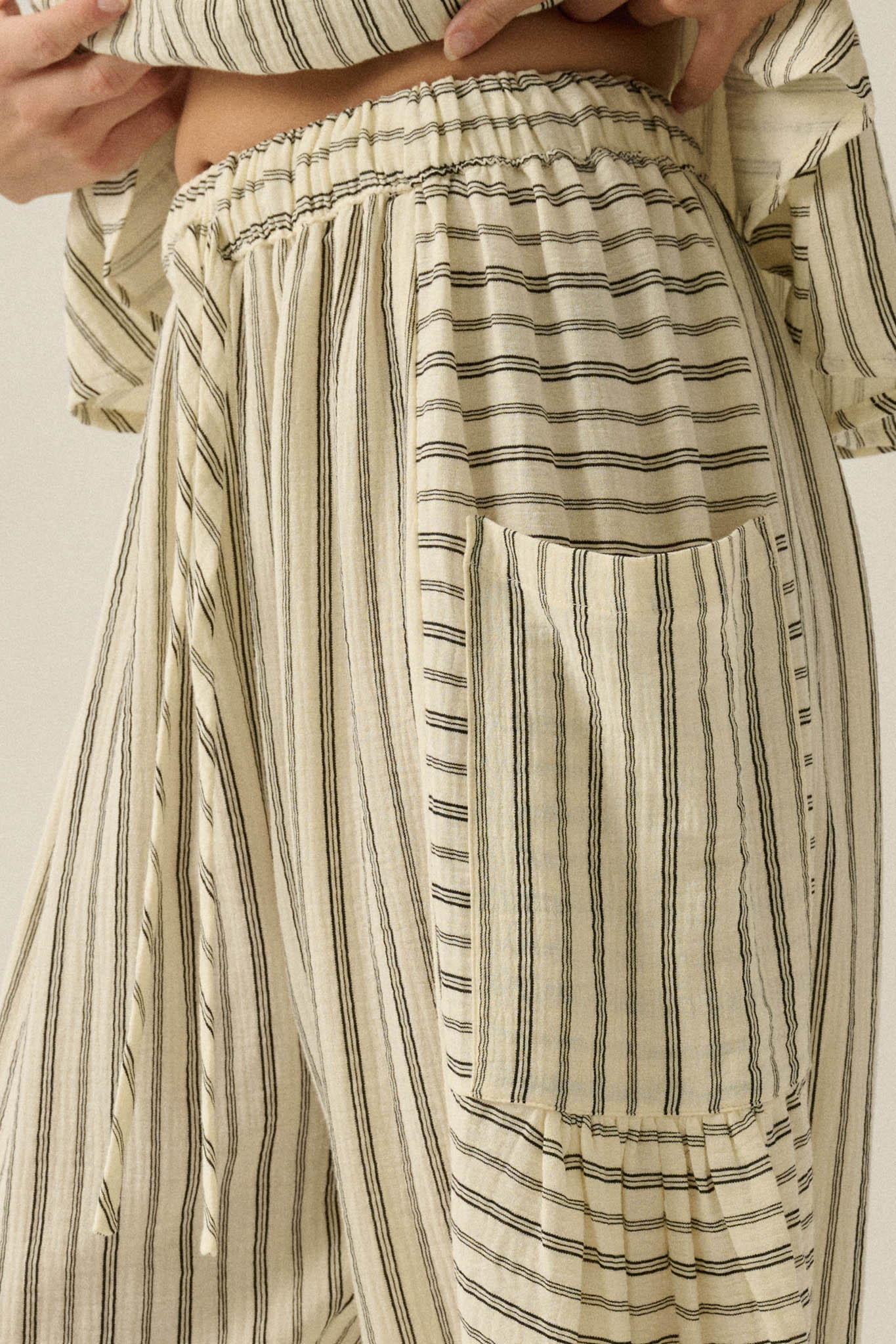 Line in the Sand Striped Cotton Barrel Pants - ShopPromesa