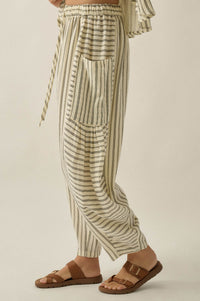 Line in the Sand Striped Cotton Barrel Pants - ShopPromesa