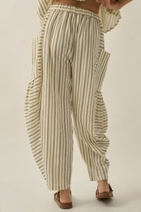 Line in the Sand Striped Cotton Barrel Pants - ShopPromesa
