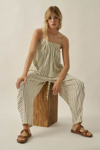 Line in the Sand Striped Cotton Barrel Pants - ShopPromesa