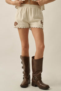 Sandy Beach Tropical-Embroidered Pocket Shorts - ShopPromesa