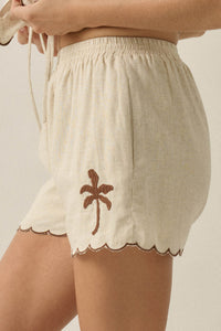 Sandy Beach Tropical-Embroidered Pocket Shorts - ShopPromesa