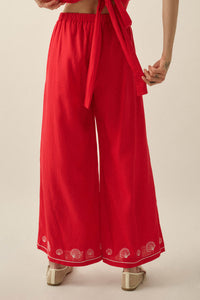 For Shore Shell-Embroidered Wide-Leg Pocket Pants - ShopPromesa