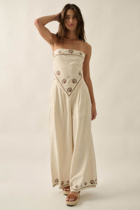 For Shore Shell-Embroidered Wide-Leg Pocket Pants - ShopPromesa