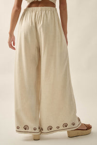 For Shore Shell-Embroidered Wide-Leg Pocket Pants - ShopPromesa