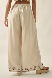 For Shore Shell-Embroidered Wide-Leg Pocket Pants - ShopPromesa