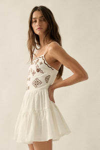 Embroidered Garden Cotton Tiered Ruffle Romper - ShopPromesa
