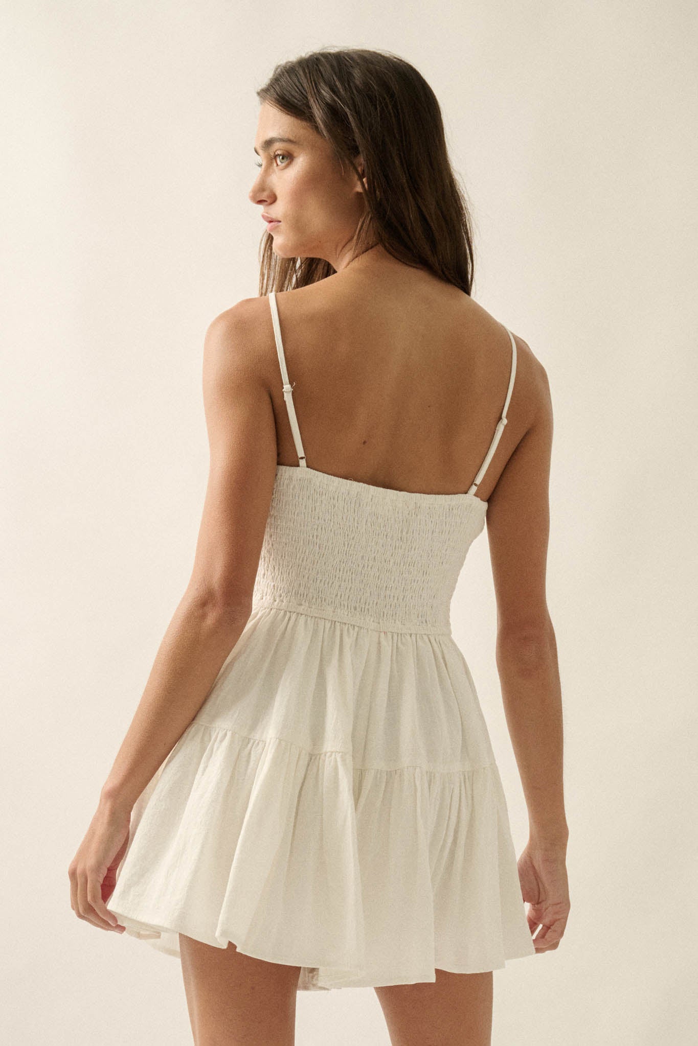Embroidered Garden Cotton Tiered Ruffle Romper - ShopPromesa