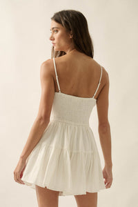 Embroidered Garden Cotton Tiered Ruffle Romper - ShopPromesa
