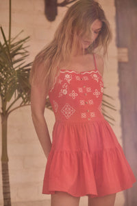 Embroidered Garden Cotton Tiered Ruffle Romper - ShopPromesa