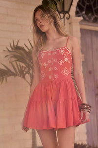 Embroidered Garden Cotton Tiered Ruffle Romper - ShopPromesa