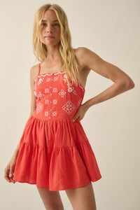 Embroidered Garden Cotton Tiered Ruffle Romper - ShopPromesa