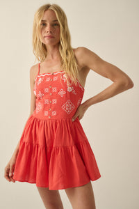 Embroidered Garden Cotton Tiered Ruffle Romper - ShopPromesa