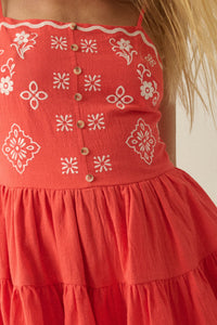 Embroidered Garden Cotton Tiered Ruffle Romper - ShopPromesa