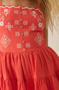 Embroidered Garden Cotton Tiered Ruffle Romper - ShopPromesa