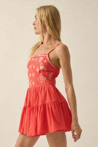 Embroidered Garden Cotton Tiered Ruffle Romper - ShopPromesa