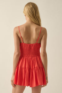 Embroidered Garden Cotton Tiered Ruffle Romper - ShopPromesa