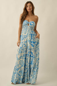 Nomad Days Abstract Floral-Print Strapless Jumpsuit - ShopPromesa