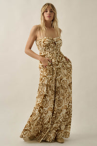 Nomad Days Abstract Floral-Print Strapless Jumpsuit - ShopPromesa