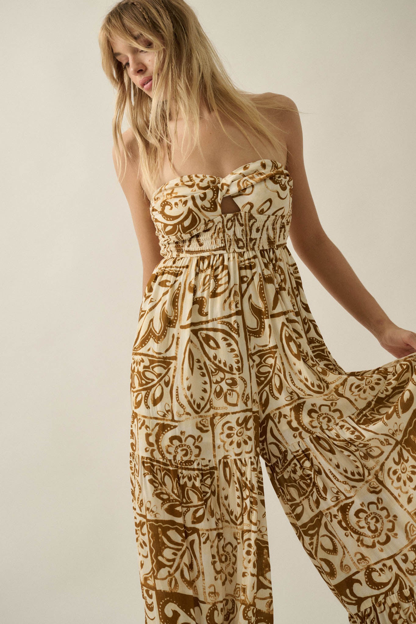 Nomad Days Abstract Floral-Print Strapless Jumpsuit - ShopPromesa