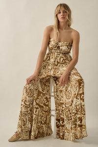 Nomad Days Abstract Floral-Print Strapless Jumpsuit - ShopPromesa