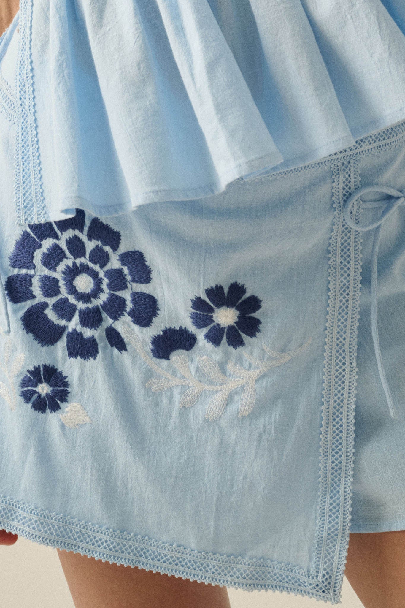 Playful Petals Floral-Embroidered Wrap Mini Skort - ShopPromesa