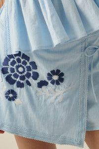 Playful Petals Floral-Embroidered Wrap Mini Skort - ShopPromesa