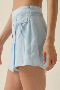 Playful Petals Floral-Embroidered Wrap Mini Skort - ShopPromesa