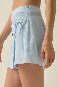 Playful Petals Floral-Embroidered Wrap Mini Skort - ShopPromesa