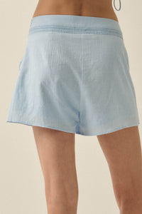 Playful Petals Floral-Embroidered Wrap Mini Skort - ShopPromesa