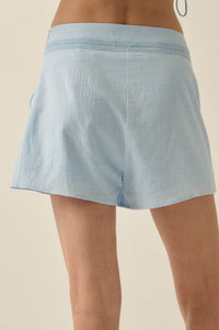 Playful Petals Floral-Embroidered Wrap Mini Skort - ShopPromesa