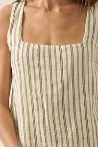 Tide Line Striped Cotton Sleeveless Layered Romper - ShopPromesa
