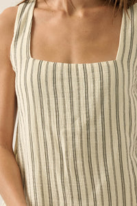 Tide Line Striped Cotton Sleeveless Layered Romper - ShopPromesa