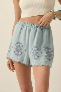 Day Break Embroidered Denim Pocket Shorts - ShopPromesa