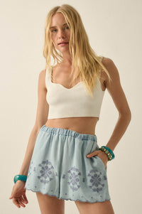 Day Break Embroidered Denim Pocket Shorts - ShopPromesa