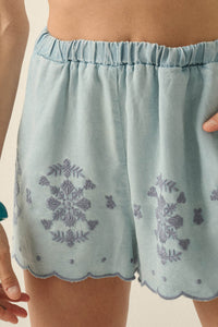 Day Break Embroidered Denim Pocket Shorts - ShopPromesa