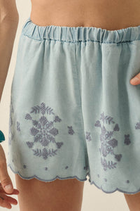 Day Break Embroidered Denim Pocket Shorts - ShopPromesa