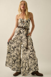 Sultry Season Tropical Strapless Wide-Leg Jumpsuit - ShopPromesa