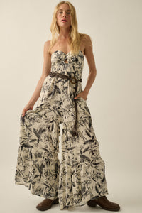 Sultry Season Tropical Strapless Wide-Leg Jumpsuit - ShopPromesa
