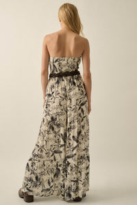 Sultry Season Tropical Strapless Wide-Leg Jumpsuit - ShopPromesa