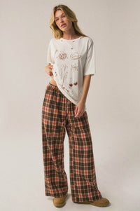 Cozy Cabin Plaid Wide-Leg Drawstring Pocket Pants - ShopPromesa