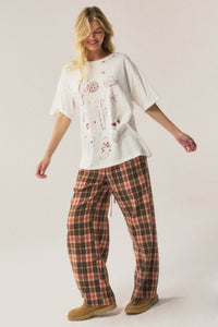 Cozy Cabin Plaid Wide-Leg Drawstring Pocket Pants - ShopPromesa