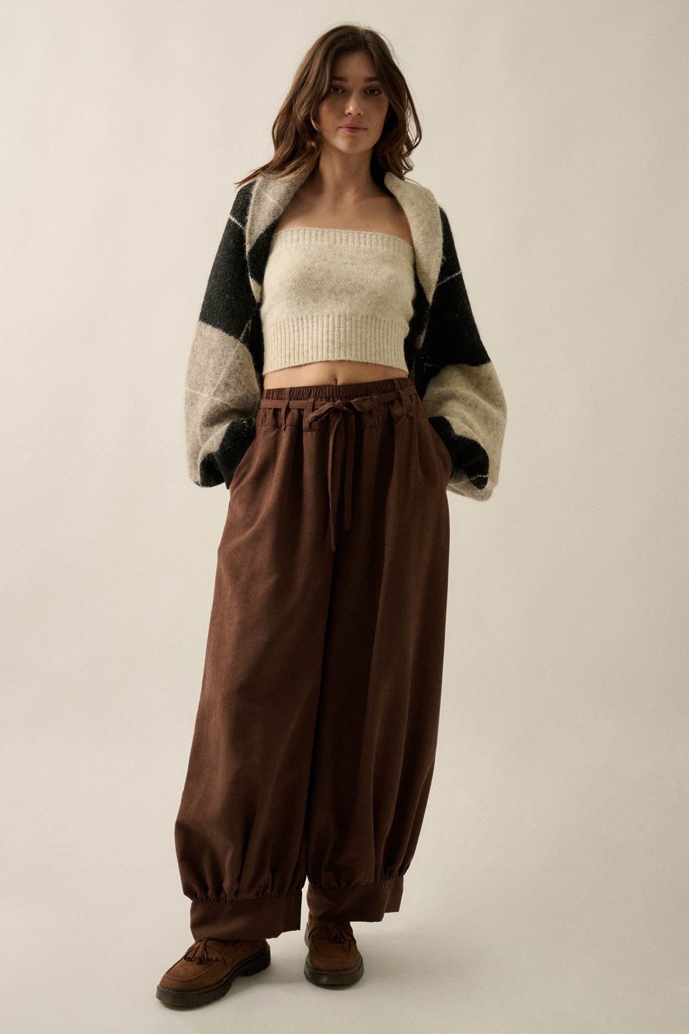 Smooth the Way Vegan Suede Cuffed Balloon Pants - ShopPromesa