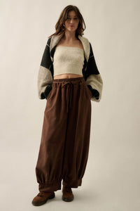 Smooth the Way Vegan Suede Cuffed Balloon Pants - ShopPromesa