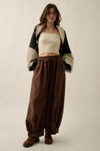 Smooth the Way Vegan Suede Cuffed Balloon Pants - ShopPromesa