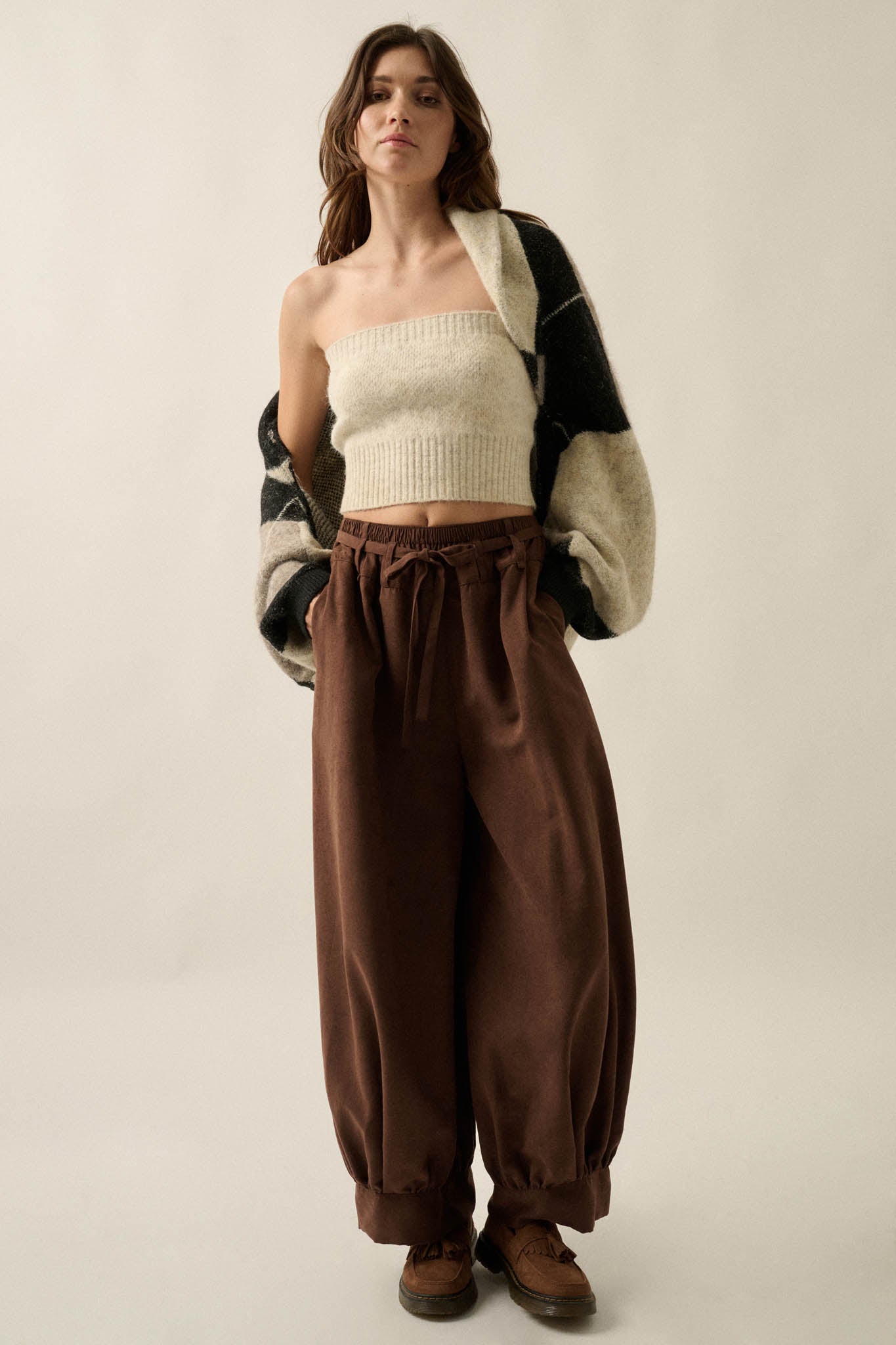 Smooth the Way Vegan Suede Cuffed Balloon Pants - ShopPromesa