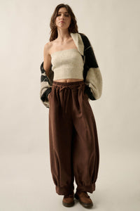 Smooth the Way Vegan Suede Cuffed Balloon Pants - ShopPromesa